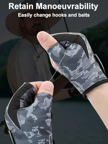 SUJAYU Fishing Gloves Men & Women, Anti-Slip & Breathable Laxuery Palm Kayak Gloves, 3-Cut Fingers UV Protection Gloves Ice Fishing Gloves Fly Fishing Accessories - color: Black, size: X-Large