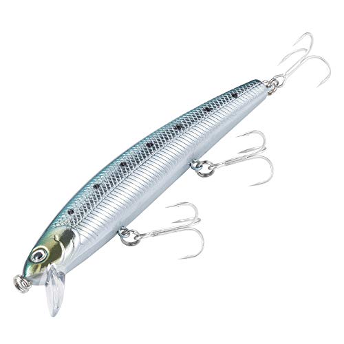 Calissa Offshore Tackle 110mm and 140mm California Inshore Fishing - Special Jerkbait Crankbait Surf Flash Fishing Salt Pro Lure Minnow Zebra MS Metallic Sardine Glow - size: 110mm, style: Chrome Sardine