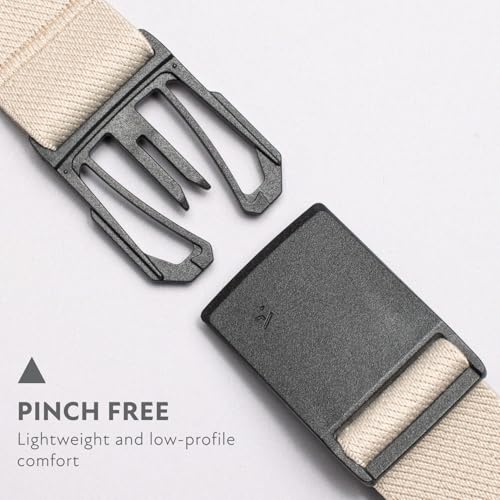 Arcade Belts Mens Explore Belt, Stretch Webbing for Max Comfort & Custom Fit, Metal-Free Buckle, Machine Washable Travel Belt - color: Oat