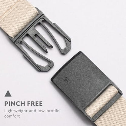 Arcade Belts Mens Explore Belt, Stretch Webbing for Max Comfort & Custom Fit, Metal-Free Buckle, Machine Washable Travel Belt - color: Oat