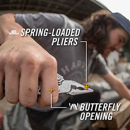 Gerber Suspension NXT 15-in-1 Multitool Pliers, EDC Knife, Stainless Steel | Stainless steel, needle nose pliers, wire stripper, survival/camping gear, gifts for men, EDC pocket clip - color: Stainless Steel