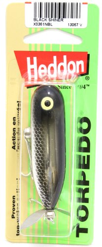 Heddon Torpedo Prop-Bait Topwater Fishing Lure with Spinner Action - color: Black Shiner, size: 3/8 oz (2 1/2 Inch)