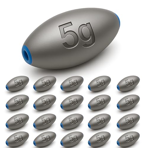 Egg Sinkers Fishing Weights – Lead Oval Sliding Sinkers for Catfish, Bass & Surf Fishing, No-Snag Smooth Hole Design, Heavy Fishing Weights for Bottom Rigs in Lakes, Rivers & Beach - style: 5g-20pcs