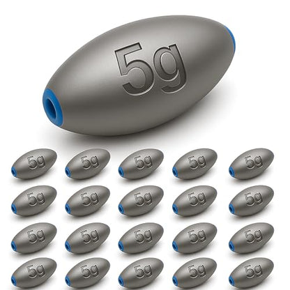 Egg Sinkers Fishing Weights – Lead Oval Sliding Sinkers for Catfish, Bass & Surf Fishing, No-Snag Smooth Hole Design, Heavy Fishing Weights for Bottom Rigs in Lakes, Rivers & Beach - style: 5g-20pcs