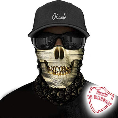 Obacle Neck Gaiter Face Mask Bandana for Dust Wind Sun Protection for Men Women - color: Skull Gold Teeth Mask