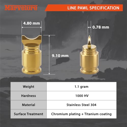 Titanium Coated Stainless Steel Line Guide Pawl for Daiwa Tatula Alphas, Shimano SLX Curado, Abu Garcia Ambassadeur Revo Max Series, Lew's Baitcasting Reels (Confirm Factory Pawl Size) - size: 9.1 x 4.8 mm (2 Pcs)