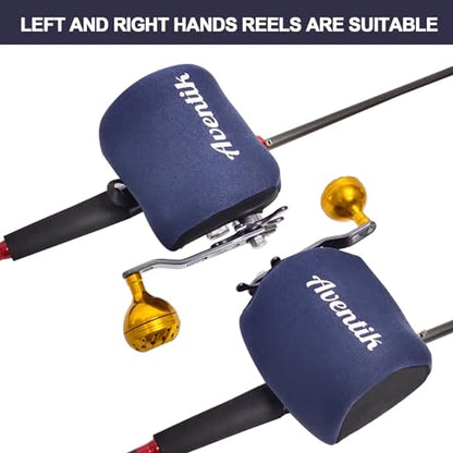 Aventik Neoprene Conventional Reel Cover Round Reel Gloves Trolling Reels Storage Reel Pouch Fits 800 1000 2000 3000 4000 5000 6000 Series Fishing Reels - color: 3pcs-Black, size: M:4.3''W x 2.9''D
