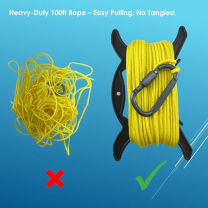 Stainless Collapsible Crab Net with 100ft Rope, Bait Bag, Clip & Ruler – 6 Pieces Portable Crab Trap for Easy Storage – Durable Grid Design for Dock & Pier Crabbing - size: 24 inch