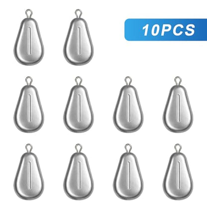 10pcs Fishing No-Roll Sinker Fishing Lead Weights Fishing Sinker Weights Assorted 10g 30g 50g Olive Heart Bass Casting for Catfish Rig, Surf Fishing - style: 10g/0.35oz-10pcs