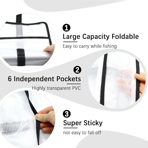 2pcs Roll Up Fishing Lure Wraps Set - Durable 6 Pocket Protective Cover, Saltwater & Freshwater Hook Covers, Trolling Lure Fabric Protector Tackle Box Organizer for Fishing Tackle Storage