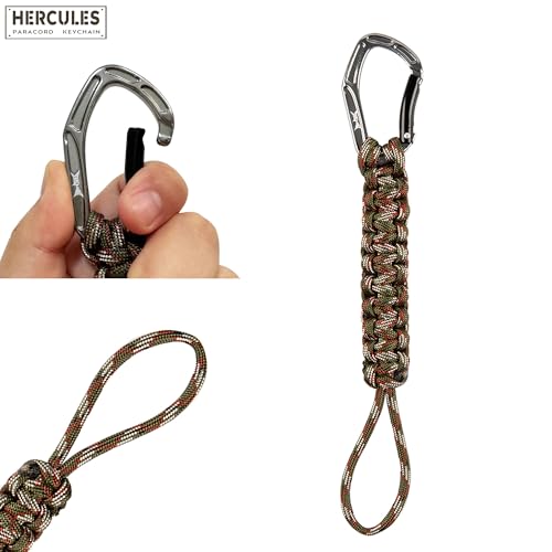 HERCULES Paracord Keychain Set – 2 Pack Lanyard Rope with Aluminum Clip, Durable Paracord Wrist Strap for Outdoor Activities, Forest Camo - style: Forest Camo