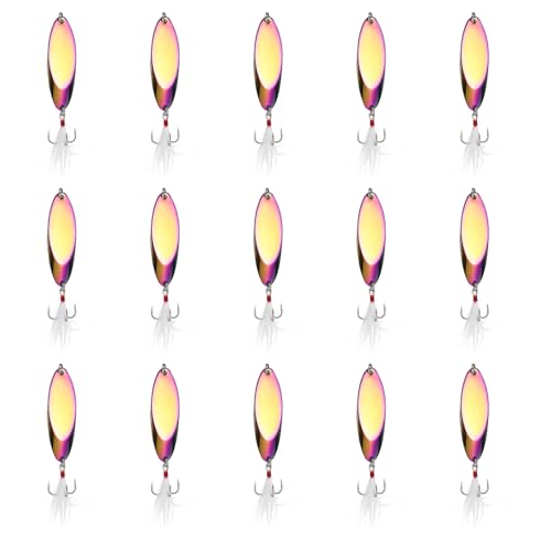 Fishing Spoons Lures, Metal Saltwater Treble Trout Lures Jigging Spoon with Treble Hooks Spinner Baits for Freshwater - color: Colorful, size: 10g / 3/8oz