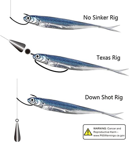 QualyQualy Soft Swimbait Fishing Lures 5PCS 6PCS Jerk Shad Minnow Drop Shot Lure Bass Bait Shad Lure Soft Jerkbait for Bass Trout Pike Walleye Crappie 2.95'' 3.93'' 4.72'' - color: A-1#, size: 2.95" - 6Pcs