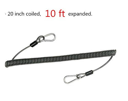 Drchoer Fishing Rod Lanyard for Trolling: 10ft-150LB Saltwater Rod Reel Safety Tether - Retractable Fishing Tool Coil Lanyard for Deep Sea Pole Kayak Paddles Leash