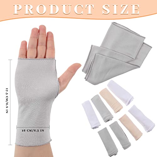 Geyoga 8 Pairs Sun Protection UV Gloves for Women Fingerless Hand UV Protection Glove for Gel Manicures Summer Driving Biking - color: White, Gray, Skin
