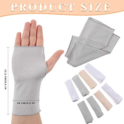 Geyoga 8 Pairs Sun Protection UV Gloves for Women Fingerless Hand UV Protection Glove for Gel Manicures Summer Driving Biking - color: White, Gray, Skin