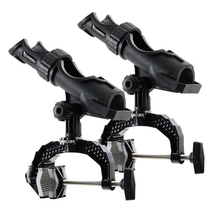 Hitorhike Fishing Rod Holder with Aluminum Alloy Base and One-Click Lock System Fits Round Square Tubes 0.59"~4.53" Enlarged Clamp Range for Boat Kayak Fishing - style: Powerlock Fishing Rod Holder-2 Pack
