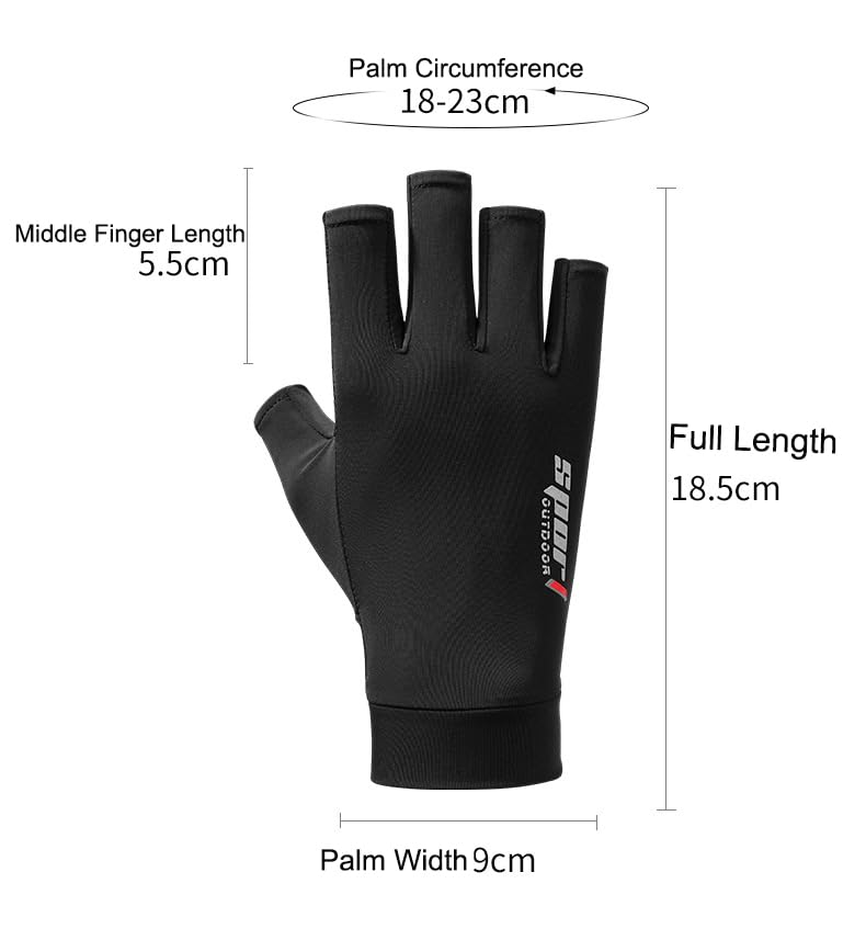 Sun-UV-Protection-Gloves for Men Women Fingerless Driving Gloves Non-Slip Half Finger Hiking Workout Gloves for Outdoor