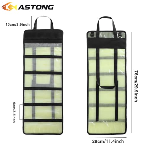 Fishing Lure Stroage Bag Covenient 6 Pocket Large Capacity PVC Heavy Duty Protective Cover Durable Fishing Bag for all Fishing Bait Trolling Fishing Lure Wraps Box for Saltwater (1pc, Yellow) - color: Yellow