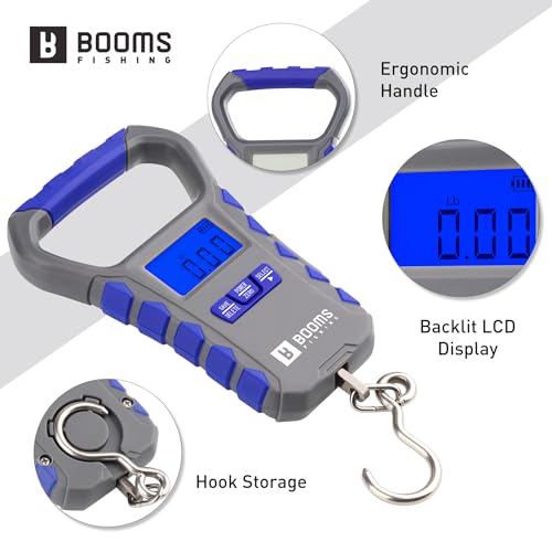 Booms Fishing Digital Fish Scale: USB Charging Fish Weigher 65lb Capacity - Waterproof Luggage Scale, LCD Display, Ergonomic Handle, Potrable Multi-use Fishing Accessories, Gray&Blue, XW50 - size: Only scale