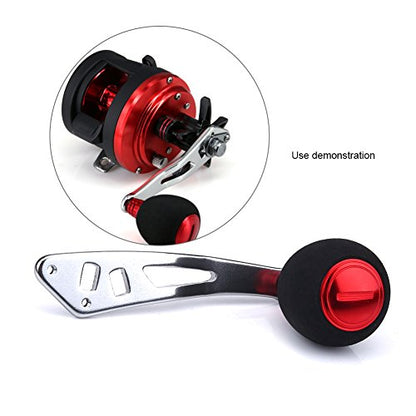 Fishing Reel Power Handle Knob Reel Replacement Parts, Aluminum Alloy Fishing Reel Rocker Knobs Fishing Reel Handle for Baitcasting Spinning Tackle Tools - color: Red