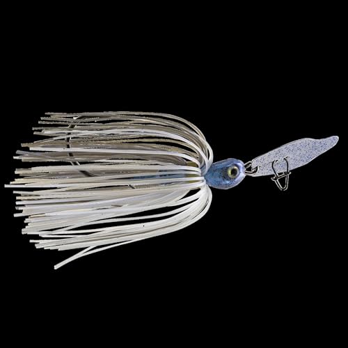Strike King Thunder Cricket Fishing Lure, Vibrating Swim Jig, Silver Blade, 4/0 Jungle-Style Flipping Hook - color: 45 - Blue Glimmer with Black Flake, size: 3/8 oz