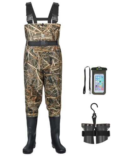 TIDEWE Bootfoot Chest Wader, 2-Ply Nylon/PVC Waterproof Fishing Hunting Waders with Boot Hanger for Men Women Green Brown - color: Next Camo Evos, size: 11