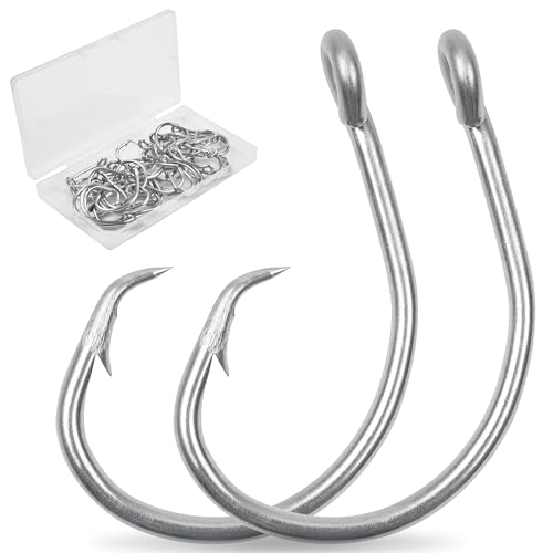 SILANON Circle Hooks Saltwater, 35pcs Stainless Steel Fishing Hooks Wide Gap Tuna Hooks Big Game Short Shank for Bass Catfish Bluegill - size: 7/0-35pcs