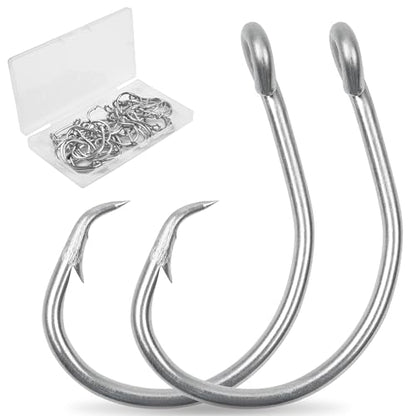 SILANON Circle Hooks Saltwater, 35pcs Stainless Steel Fishing Hooks Wide Gap Tuna Hooks Big Game Short Shank for Bass Catfish Bluegill - size: 10/0-35pcs