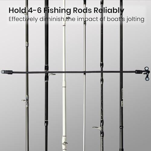 Pristis 4 pcs 18'' High Strength Rod Straps for Boat, Elastic Durable Deck Mount Fishing Rod Tamer, Strong Rubber Bass Pole Keeper Adjustable Tie Down Saver with Stainless Screws for Kayak Trunk Bed