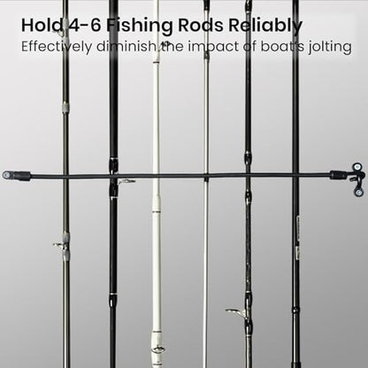 Pristis 4 pcs 18'' High Strength Rod Straps for Boat, Elastic Durable Deck Mount Fishing Rod Tamer, Strong Rubber Bass Pole Keeper Adjustable Tie Down Saver with Stainless Screws for Kayak Trunk Bed