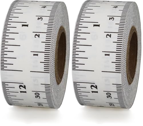 ChromaLabel 12 Inch Adhesive Measuring Tape, Flat Tape Measure for Woodworking, Office, and School Sticker - White (Pack of 2) - color: White, size: 1" Wide (Pack of 2)