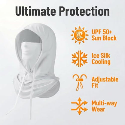 Cooling Balaclava Sun UV Protection Hood Breathable Full Head Mask Face Cover for Men Women Cycling Motorcycle Fishing - color: White