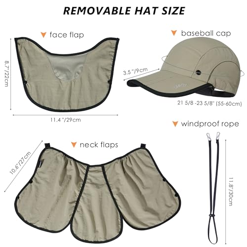 GADIEMKENSD UPF 50+ Folding Fishing Hat 360 Outdoor Sun Hat - color: Khaki