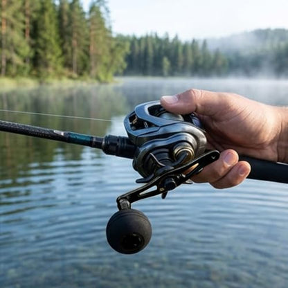 Power Handle Baitcasting, Baitcasting Handle Replacement for Baitcasting Fishing Reel, Fishing Reel Handle Replacement Baitcaster, Metal Knob Grip Replacement for Outdoors - color: Black