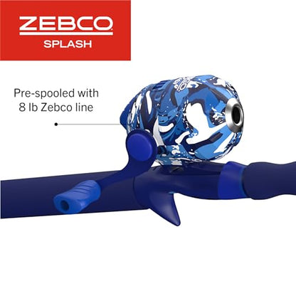 Zebco Splash Spincast Reel and Fishing Rod Combo, Fiberglass Rod, Ball Bearing System, All Metal Gears, 8-Pound Line - color: Tidepool Blue