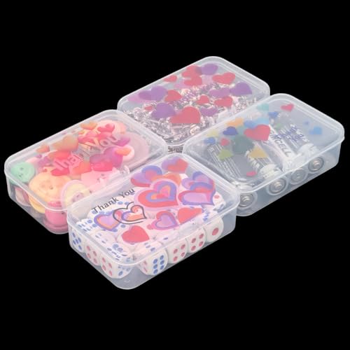 Goodma Plastic Storage Boxes, Transparent, 12 Pieces | 3.3 x 2.2 x 1 inch, Thank You Image Pattern, Hinge Lids