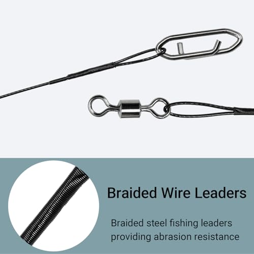 AMYSPORTS Steel Rigs Fishing Leaders Wire Stainless Lures Fishing Leader Heavy High Strength Wire Leaders Saltwater Black Nickel - size: #2 (7.8in-30lb) 40pcs