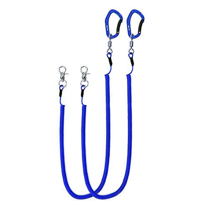 HERCULES M4 Fishing Lanyard, Fishing Pole Tether, Kayak Paddle Leash, Heavy Duty Retractable Coiled Lanyard for Fishing, Rods, Pliers, Boating, Paddles, Kayak - color: Pack of 2 Blue, 17.7"
