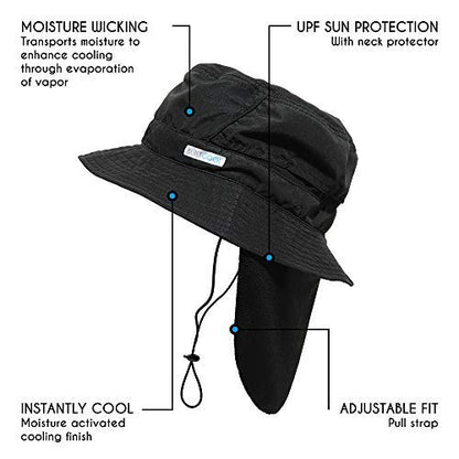 BUILTCOOL Adult Cooling Bucket Cap with Neck Shade – Waterproof Sun Protection for Hunting, Fishing, Hiking and Kayaking - color: Anthracite, size: Medium-Large