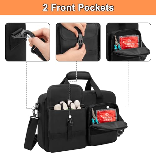 Rexmica Fishing Reel Case for Spinning Reels, Fly Fishing Reels, Baitcaster Fishing Reels, Fishing Reel Storage Bag with Multiple Pockets and Dividers, Fishing Gear Bag for Fishing Trip/Daily Storage