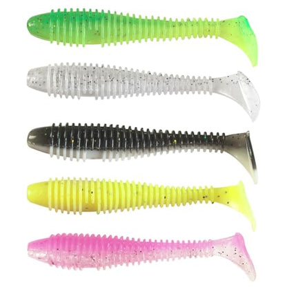 Paddle Tail Swim Baits，30Pcs Soft Plastic Fishing Lures Kit for Bass Crappie Trout Walleye Panfish Etc