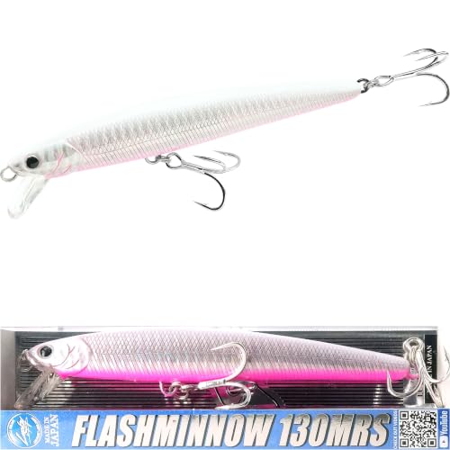 LUCKY CRAFT FlashMinnow 130MRS Saltwater Fishing Lures, Jerkbait for Halibut and Bass Fish, Slow Sinking 2-4ft, Surf Fishing Gear and Tackle Box Accessories - color: 684 Zebra Cherry Berry