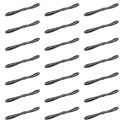 Lunker City Fishing 5" Spanky Worm 3 Pack Bundle Soft Plastic Bass Lure Wacky Rig Salted Jigging Stick Bait, 21 Total Lures, Made in The USA - color: 129 Black Neon