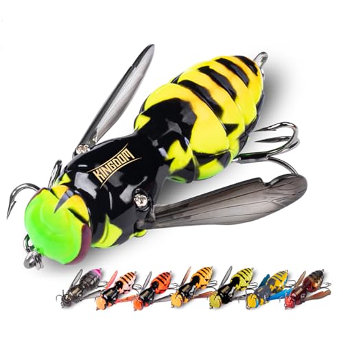 Kingdom Wasp Crawl Bait Insect Bionic Floating Fishing Lures Swimbaits Hard Artificial Baits Lure Freshwater and Saltwater Bass Carp Pike Walleye Fishing ABS Material Carbon Steel Three Book Hook - color: 01, size: 4.2g