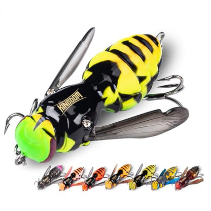 Kingdom Wasp Crawl Bait Insect Bionic Floating Fishing Lures Swimbaits Hard Artificial Baits Lure Freshwater and Saltwater Bass Carp Pike Walleye Fishing ABS Material Carbon Steel Three Book Hook - color: 01, size: 6.6g