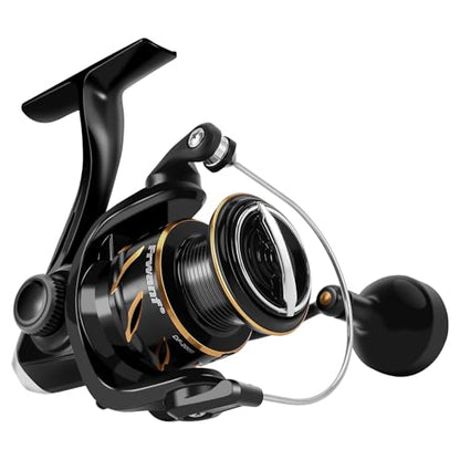 New DF Spinning Reel Saltwater Freshwater Fishing Reel Shallow Aluminum Spool, 5.2:1 Gear Ratio, Upgraded Copper Gears, Metal Handle Knob, Smooth Bearings - size: 4000, style: Deep Line Cup