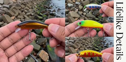3D Eyes Artificial Crankbait Fishing Lures Kit Jerkbaits for Bass Lures - color: 10pcs minnow lures with bill