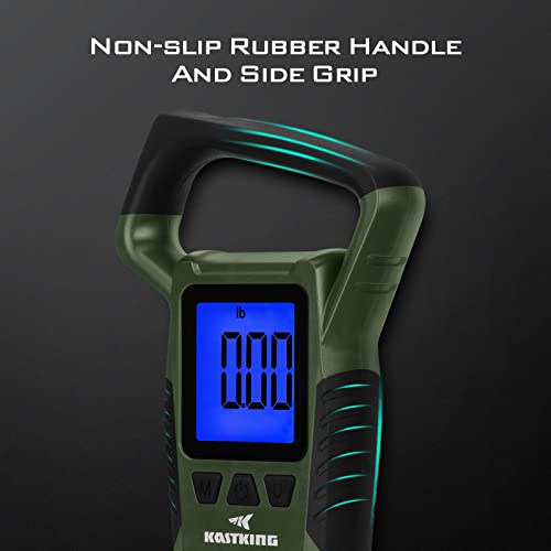 KastKing Fish Scale, WideView Floating Waterproof Digital Scale, 2.5” Large LCD Display, 110lb Capacity, Multi-Mode Pound/Ounces & Kilograms, Stores up to 9 Weights, Fishing Gifts for Men - color: C: Green combo