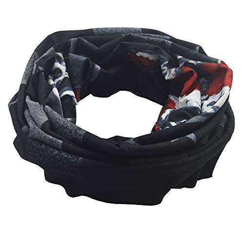 Obacle Bandana Face Mask Neck Gaiter Tube Mask Men Women for Sun Dust Protection - color: Skull White Face Red Cross